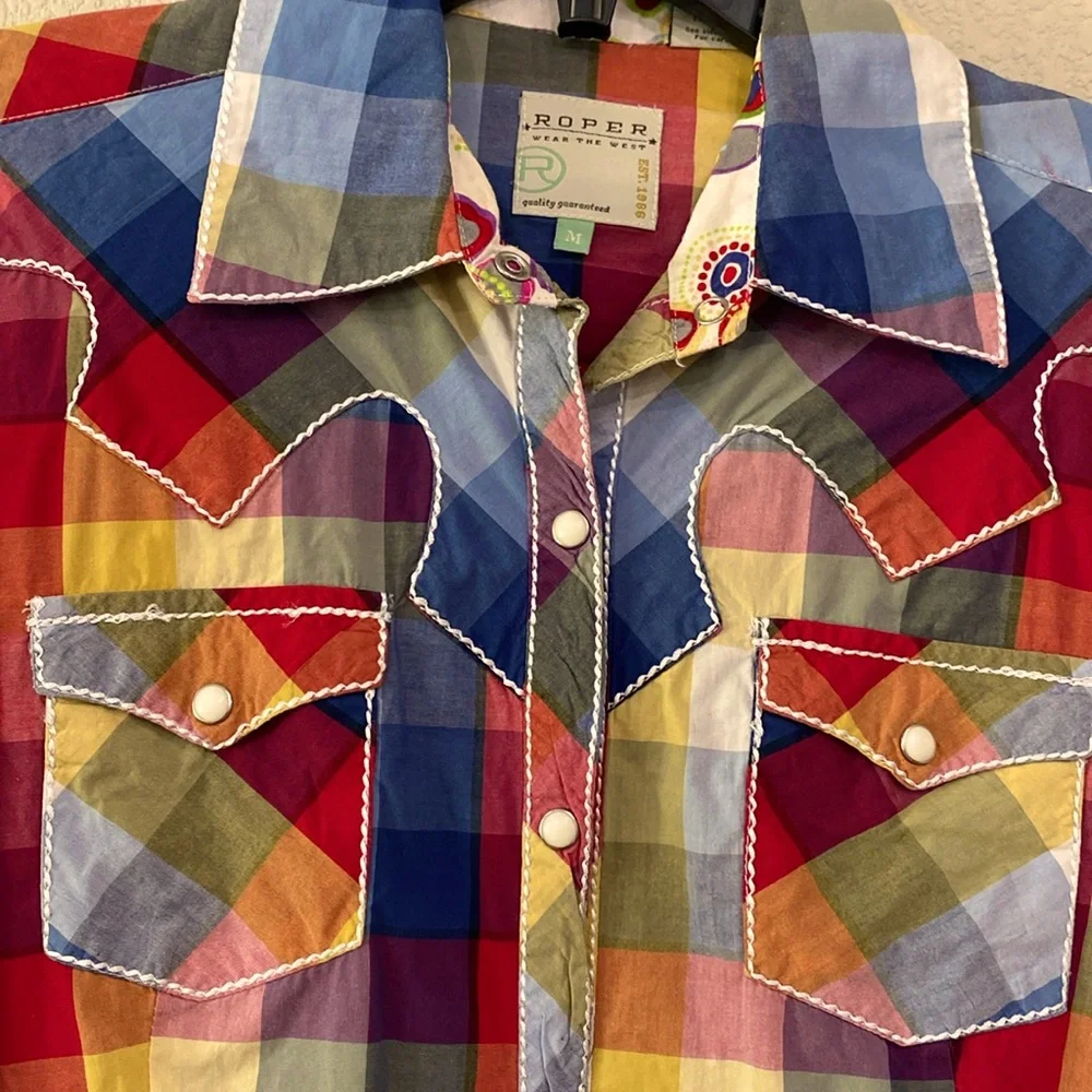 Plaid Pearl Snap Western Rodeo Shirt - Picture 2 of 3